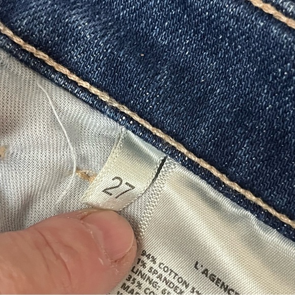 L’AGENCE Sada High Rise Cropped Jeans Size 27 – Dark Wash Fray Hem Premium Denim - Picture 8 of 9